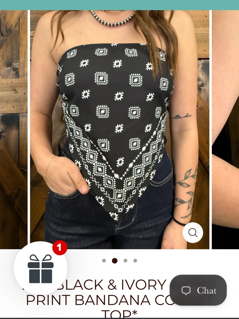 Lucky & Blessed Geometric bandeau in Black & White Medium NWT